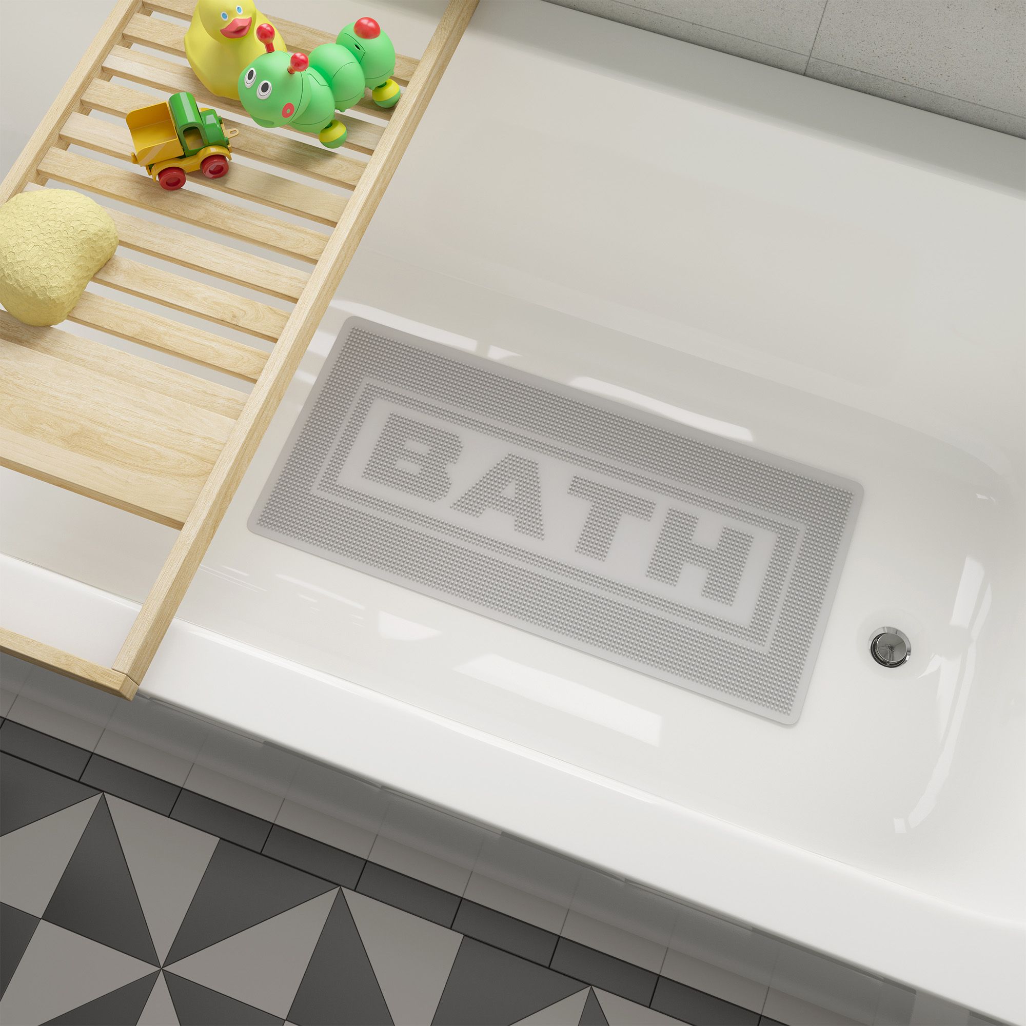 Croydex Rubagrip Grey Rectangular Bath mat (L)74cm (W)34cm