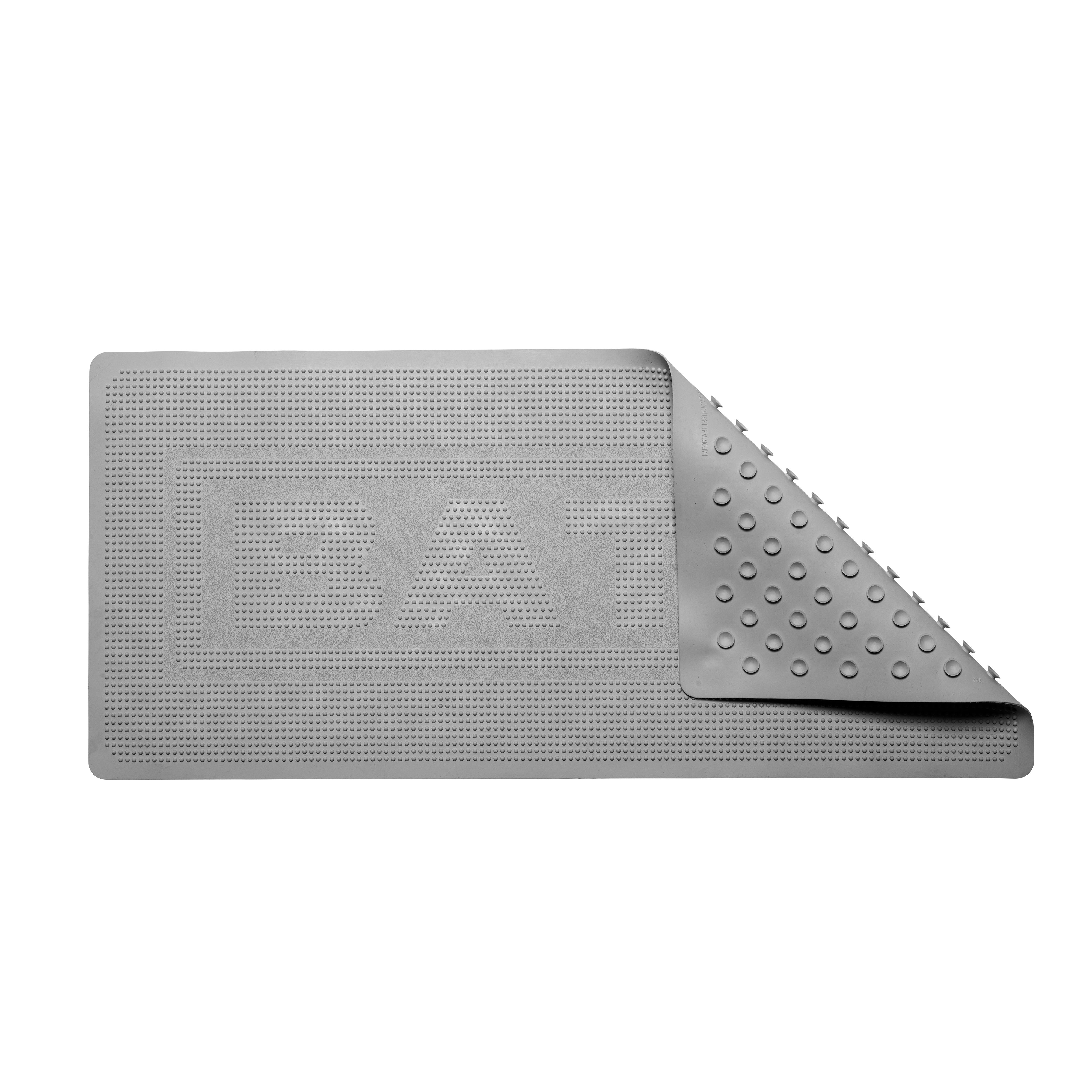 Croydex Rubagrip Grey Rectangular Bath mat (L)74cm (W)34cm