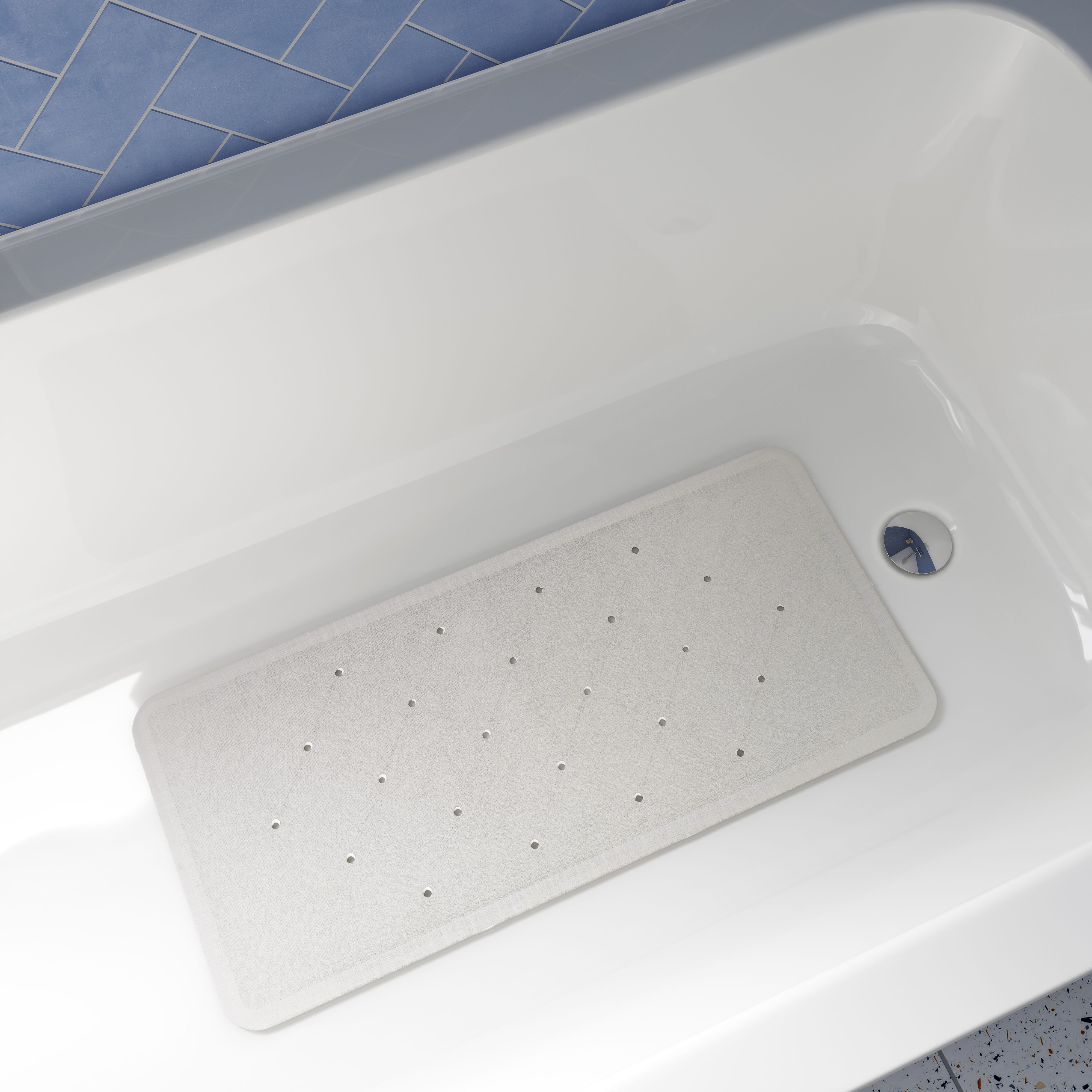 Croydex Rubagrip White Medium Rectangular Bath mat (L)74cm (W)34cm