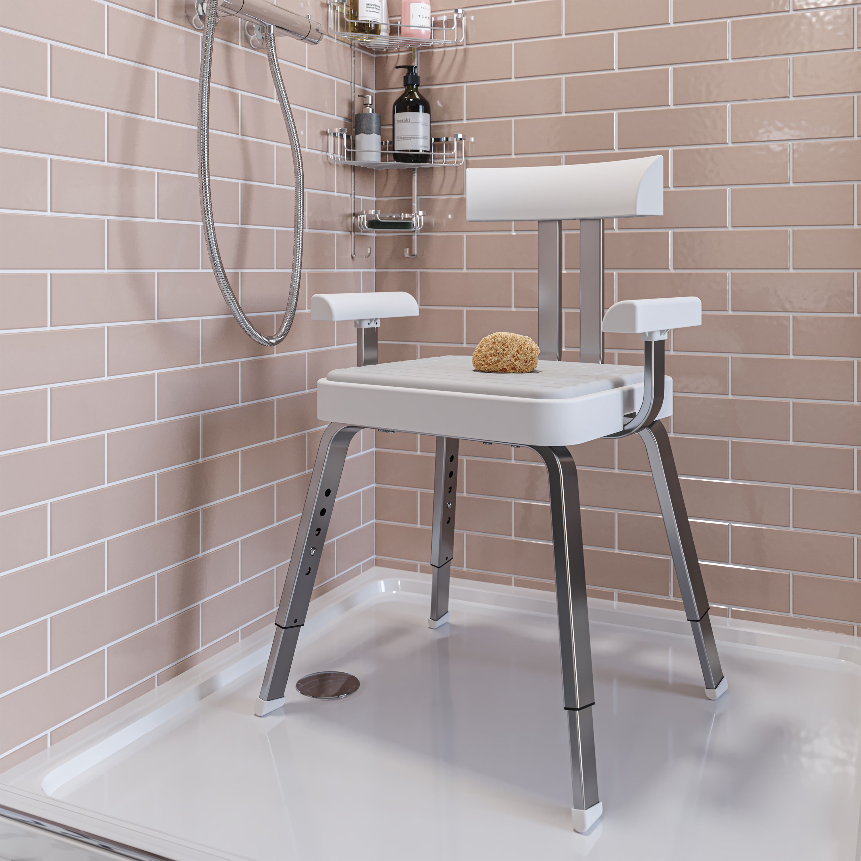Croydex Serenity White Aluminium & moulded plastic Freestanding Shower chair (H)845mm (W)545mm