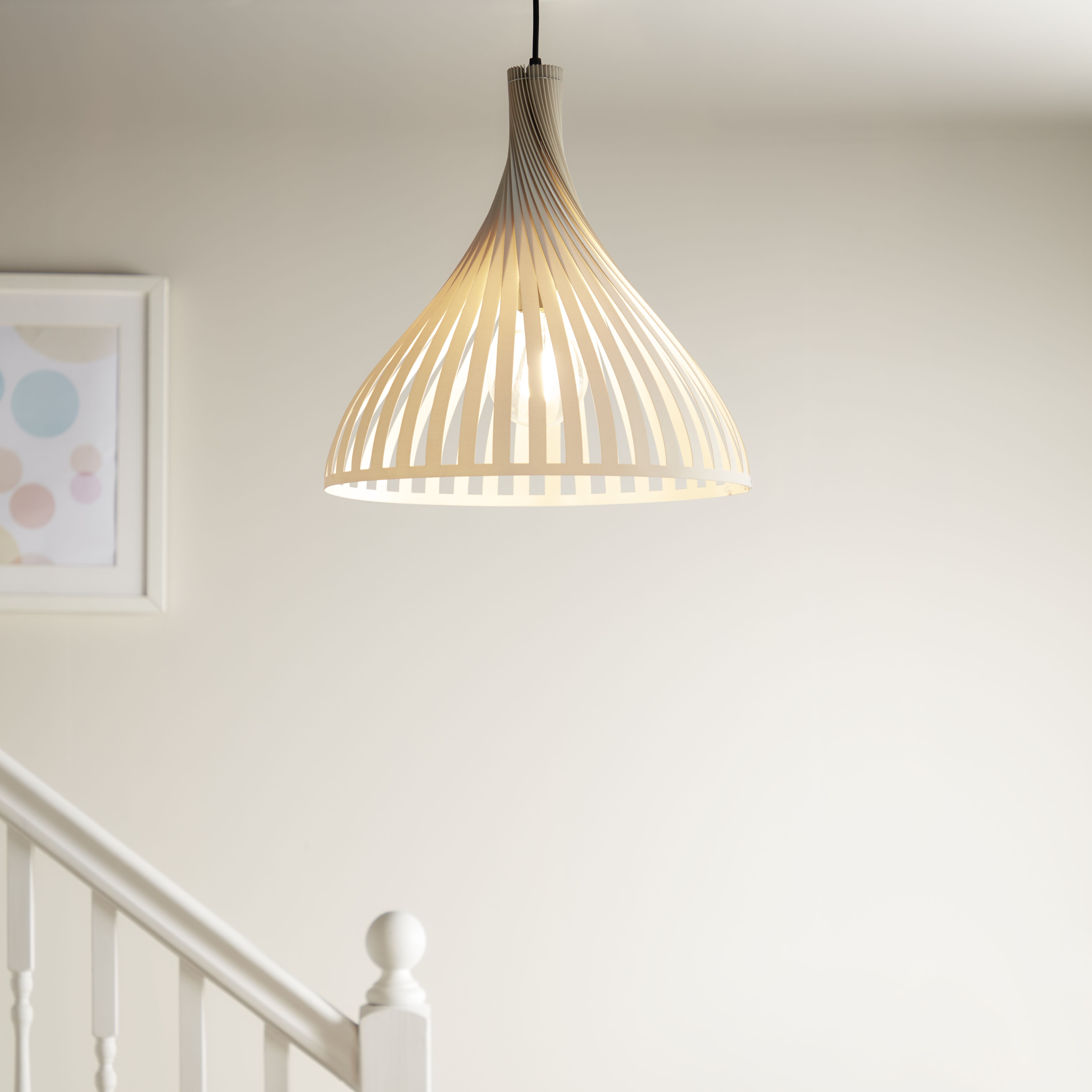Crozon Matt White Pendant ceiling light, (Dia)380mm