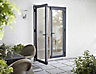 Crystal 1 Lite Glazed Grey Aluminium External French Door set, (H)2104mm (W)1504mm