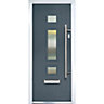 Crystal 3 panel Frosted Glazed Grey Left-hand External Front Door set, (H)2055mm (W)920mm