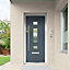 Crystal 3 panel Frosted Glazed Grey Right-hand External Front Door set, (H)2055mm (W)920mm
