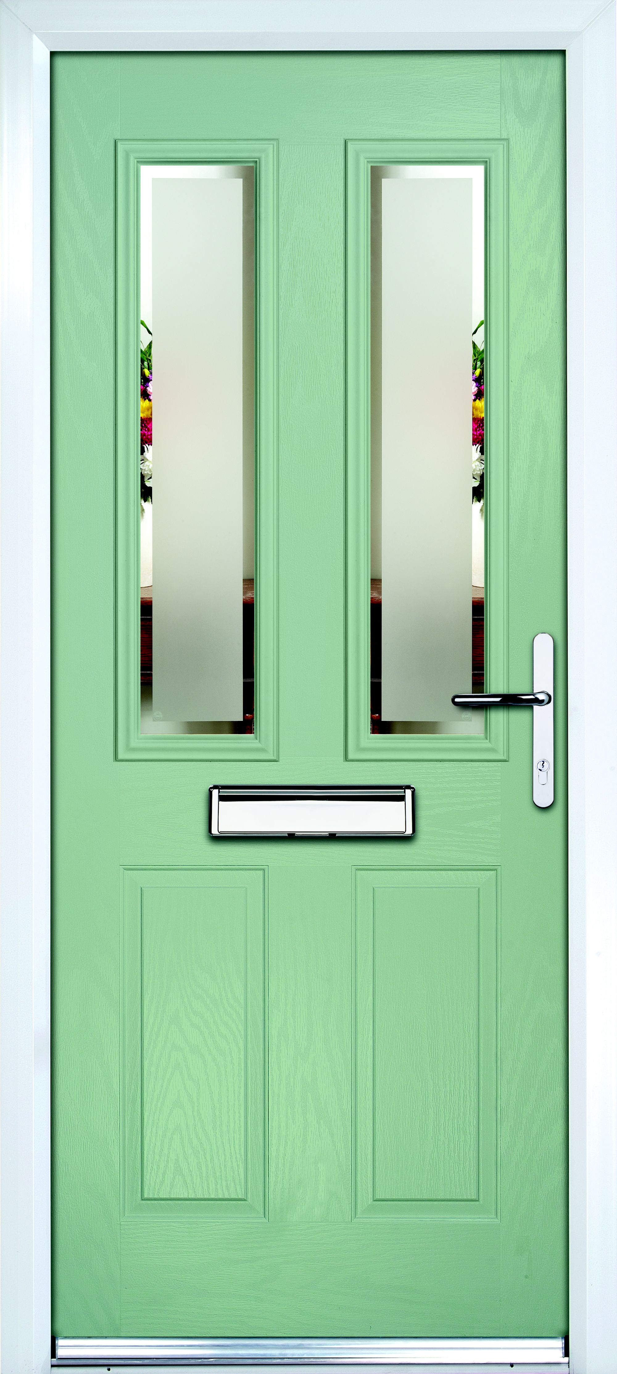 Crystal Fully Finished White Composite Glazed Front Door