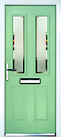 Crystal 4 panel Frosted Glazed Green Right-hand External Front Door set, (H)2055mm (W)920mm