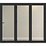 Crystal Clear Glazed Grey Aluminium LH External Folding Bi-folding door, (H)2090mm (W)2990mm