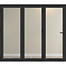 Crystal Clear Glazed Grey Aluminium RH External Folding Bi-folding door, (H)2090mm (W)2990mm