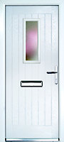 Crystal Frosted Glazed Cottage White Left-hand External Front Door set, (H)2055mm (W)920mm