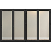 Crystal Glazed Grey Aluminium LH External Bi-folding door, (H)2090mm (W)3990mm