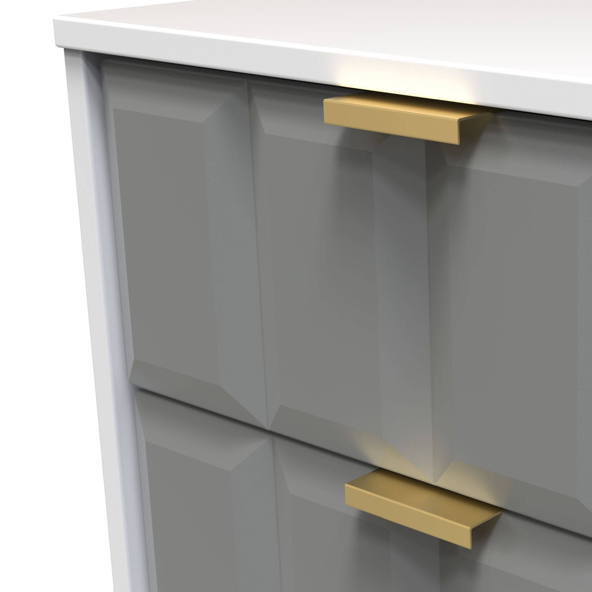 Cube Ready assembled Matt dark grey & white 2 Drawer Bedside chest (H)505mm (W)395mm (D)415mm