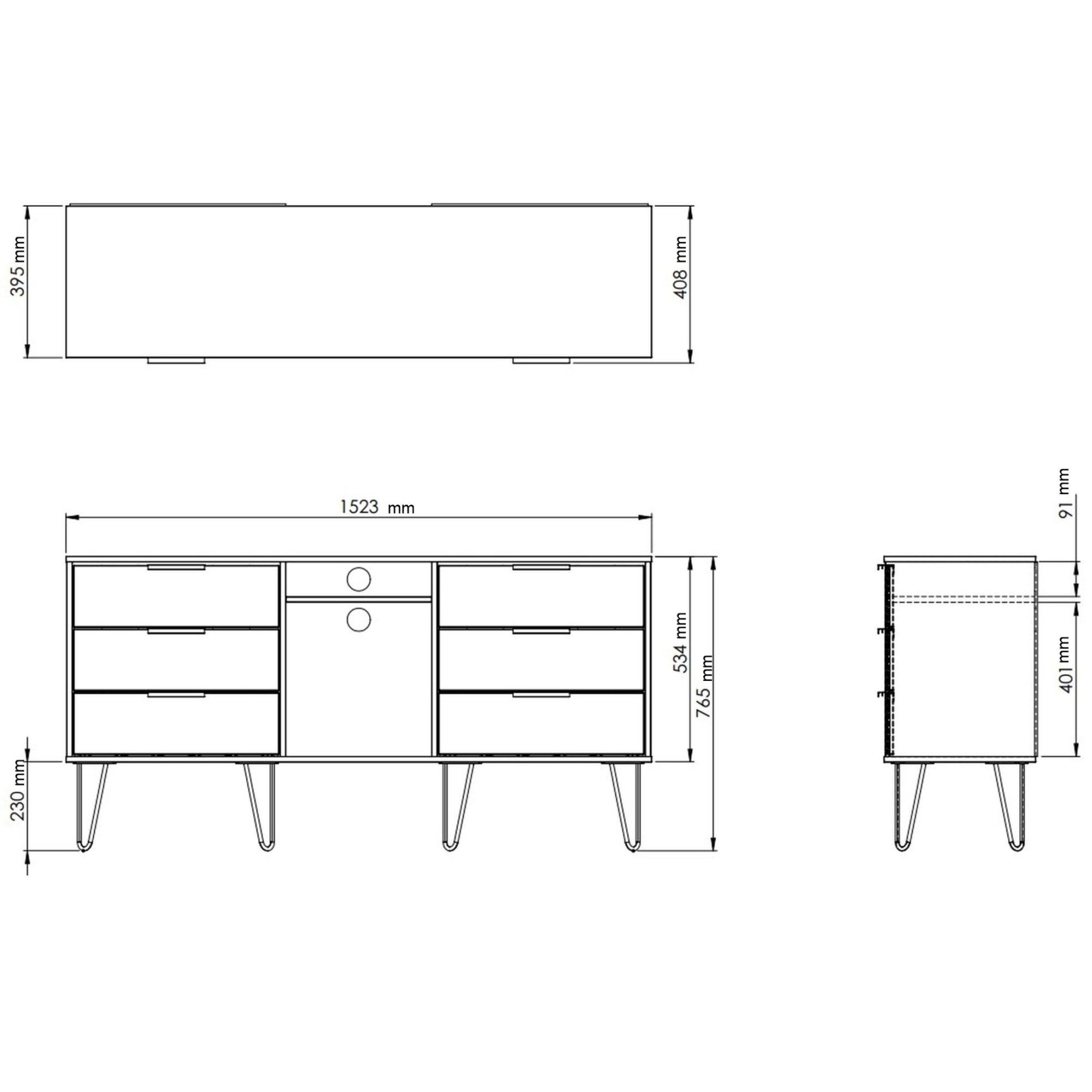 Cube Ready assembled Matt duck egg & white Media unit with 2 shelves & 6 drawers, (H)152cm x (W)74cm x (D)39.5cm