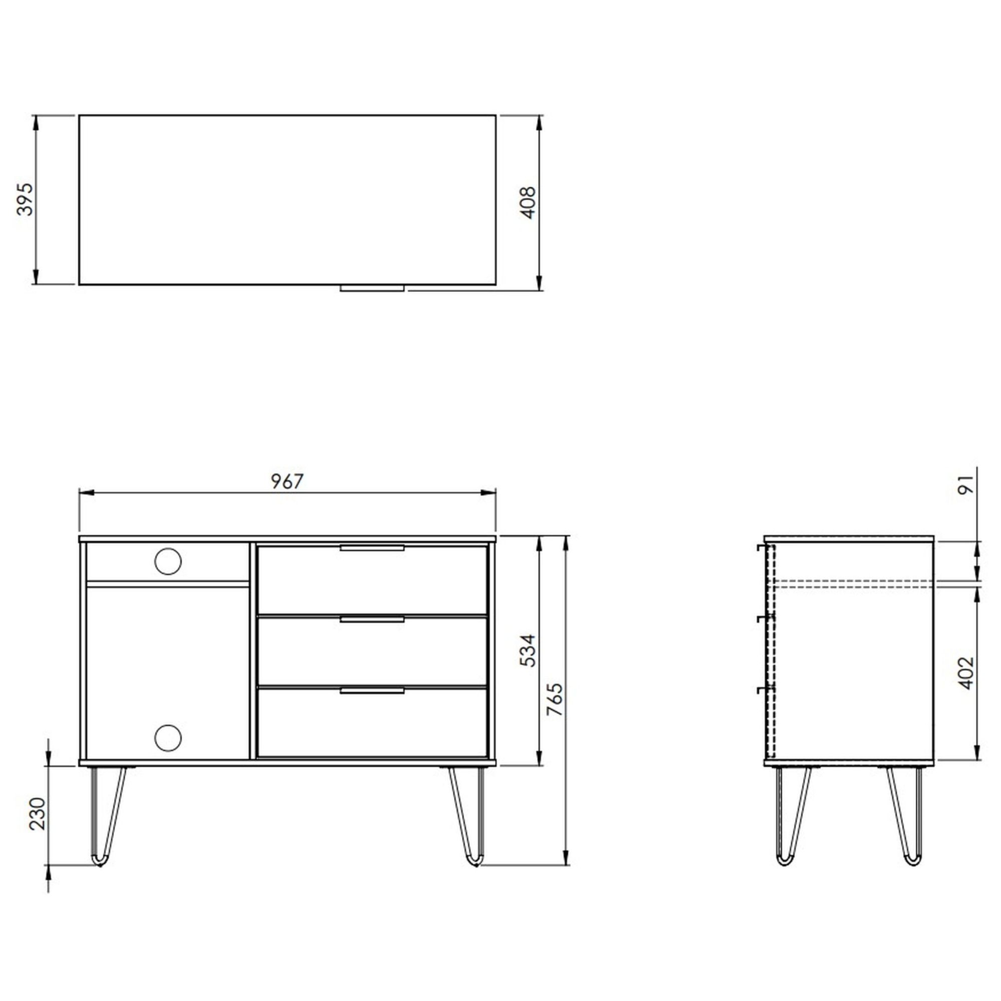 Cube Ready assembled Matt duck egg & white TV furniture stand with 2 shelves & 3 drawers, (H)97cm x (W)74cm x (D)39.5cm
