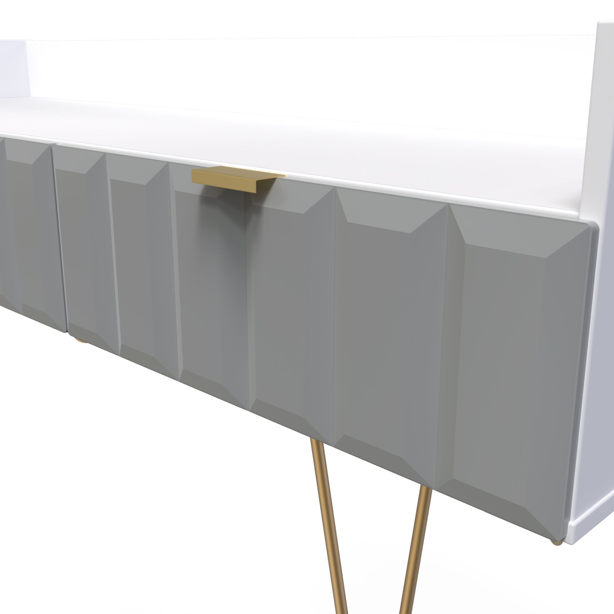 Cube Ready assembled Matt grey & white Media unit with 2 drawers, (H)128cm x (W)51.5cm x (D)39.5cm