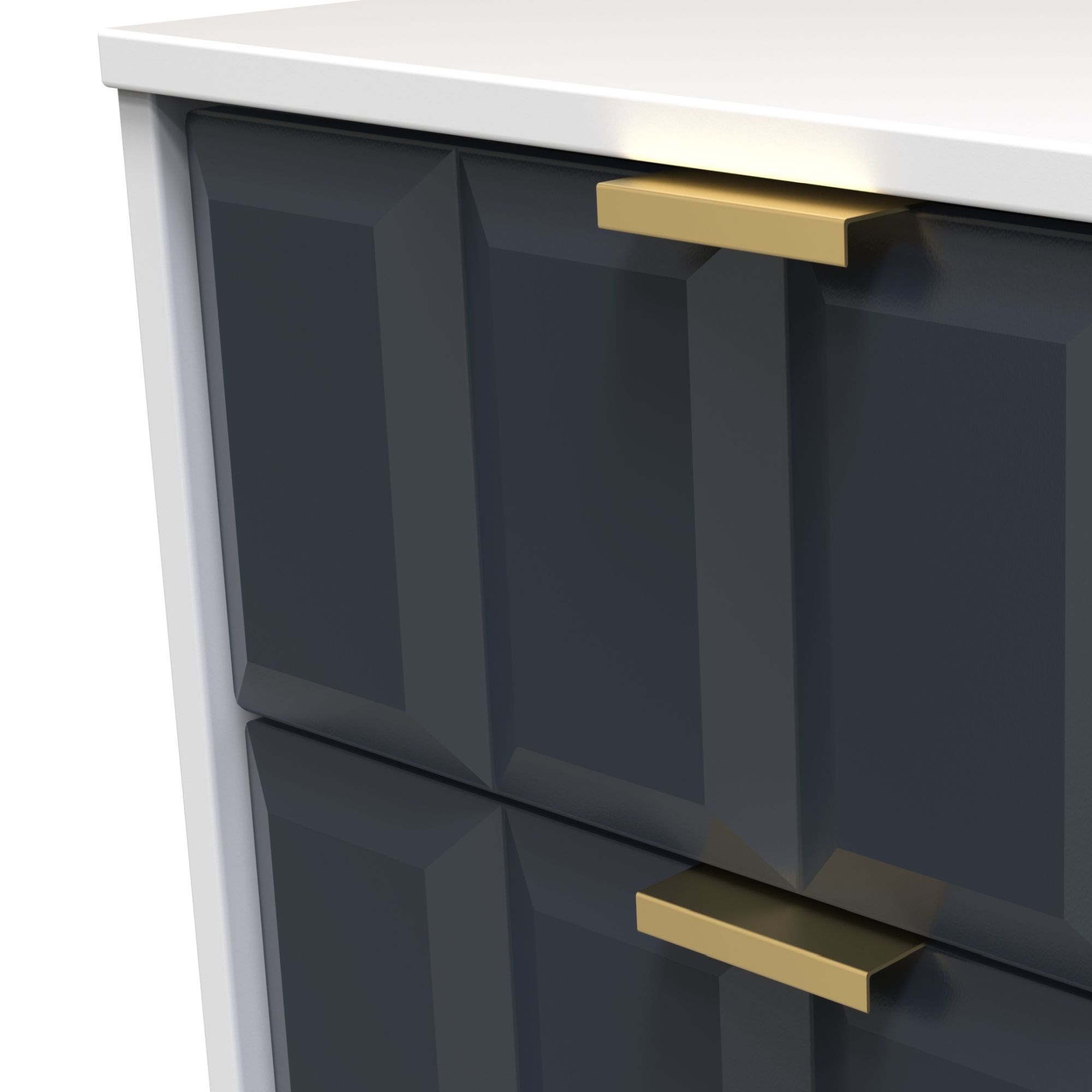 Cube Ready assembled Matt indigo & white 2 Drawer Bedside chest (H)505mm (W)395mm (D)415mm