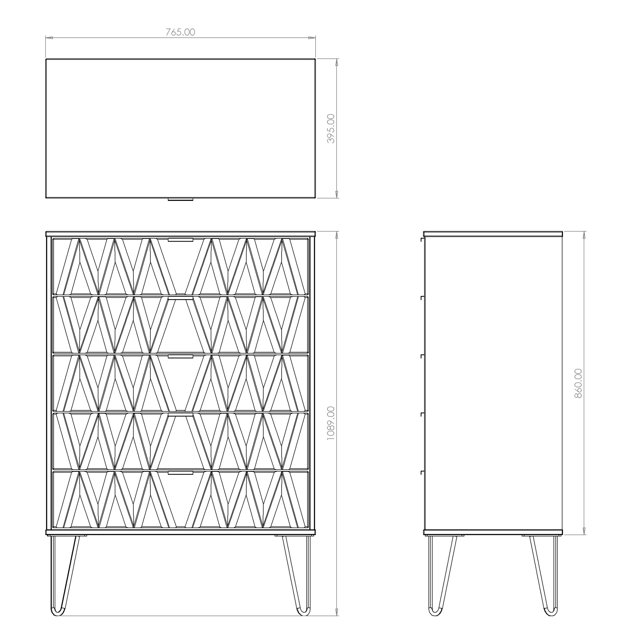 Cube Ready assembled Matt indigo & white 5 Drawer Chest of drawers (H)1075mm (W)765mm (D)415mm