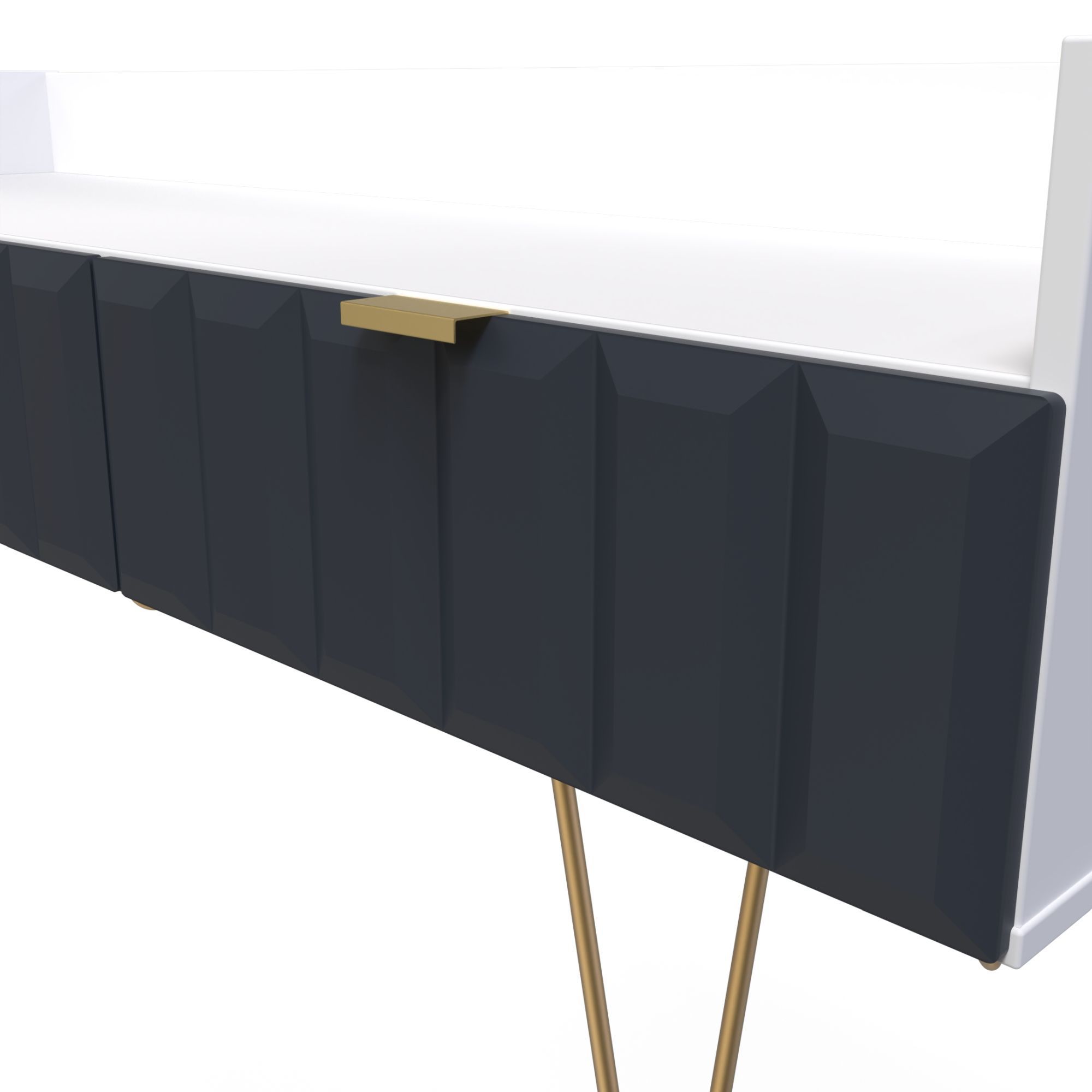 Cube Ready assembled Matt indigo & white Media unit with 2 drawers, (H)128cm x (W)51.5cm x (D)39.5cm