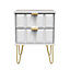 Cube Ready assembled Matt white 2 Drawer Bedside chest (H)505mm (W)395mm (D)415mm