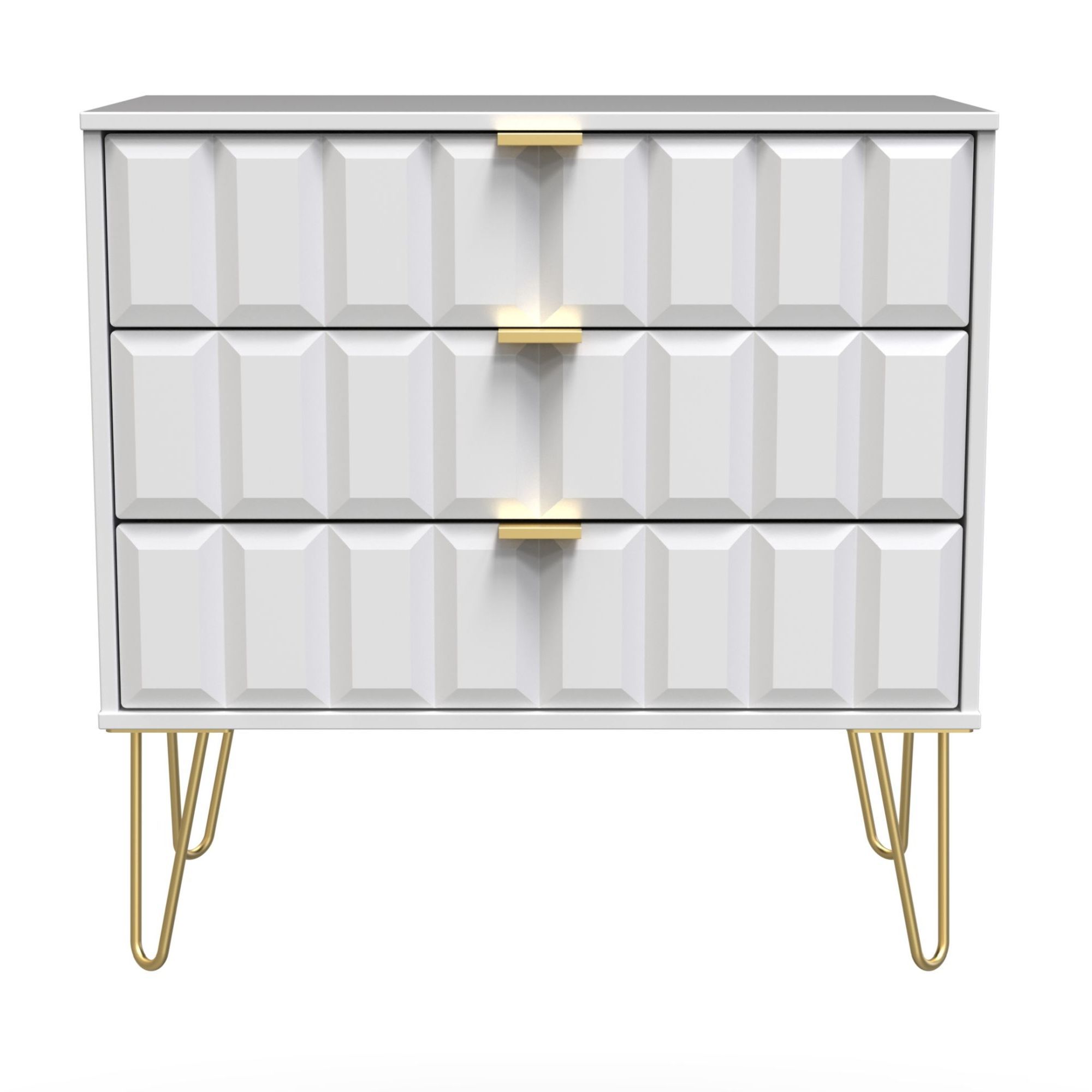 Cube Ready assembled Matt white 3 Drawer Chest of drawers (H)695mm (W)765mm (D)415mm