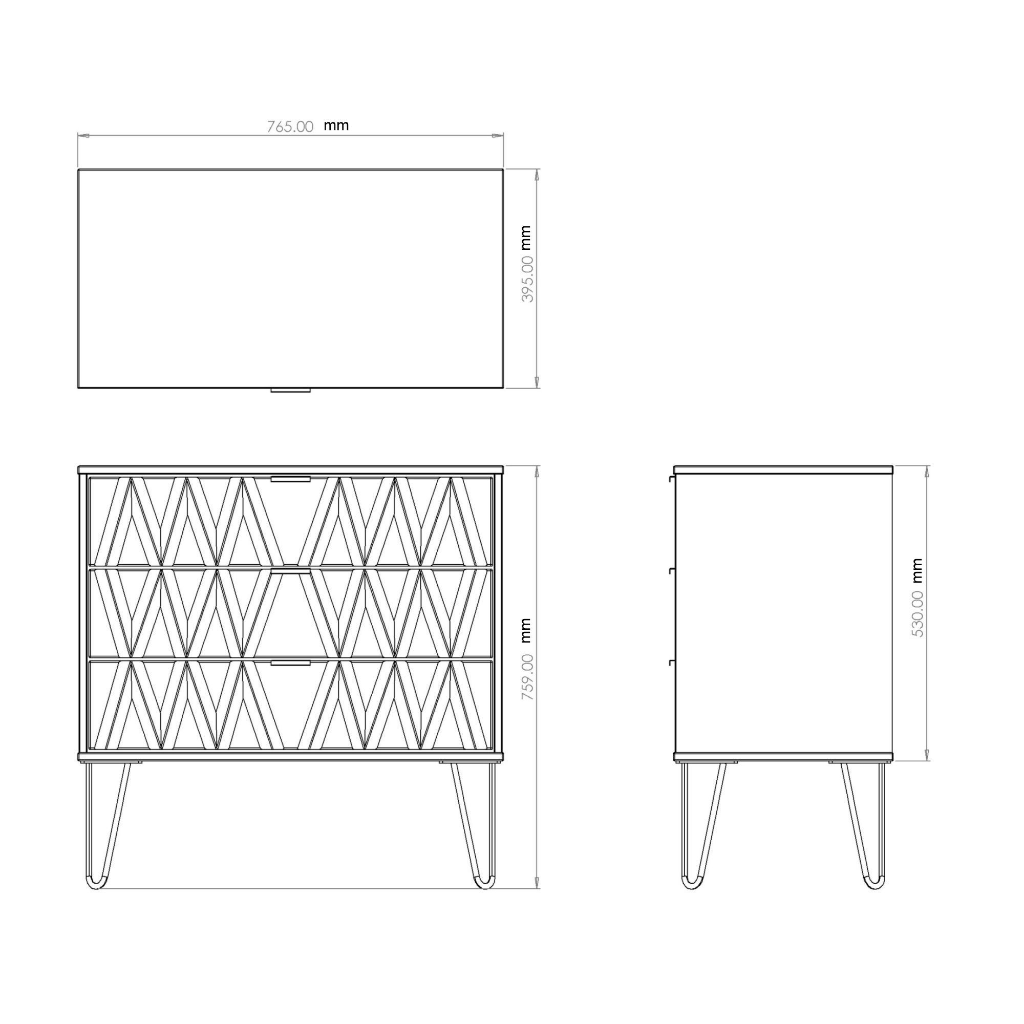 Cube Ready assembled Matt white 3 Drawer Chest of drawers (H)695mm (W)765mm (D)415mm