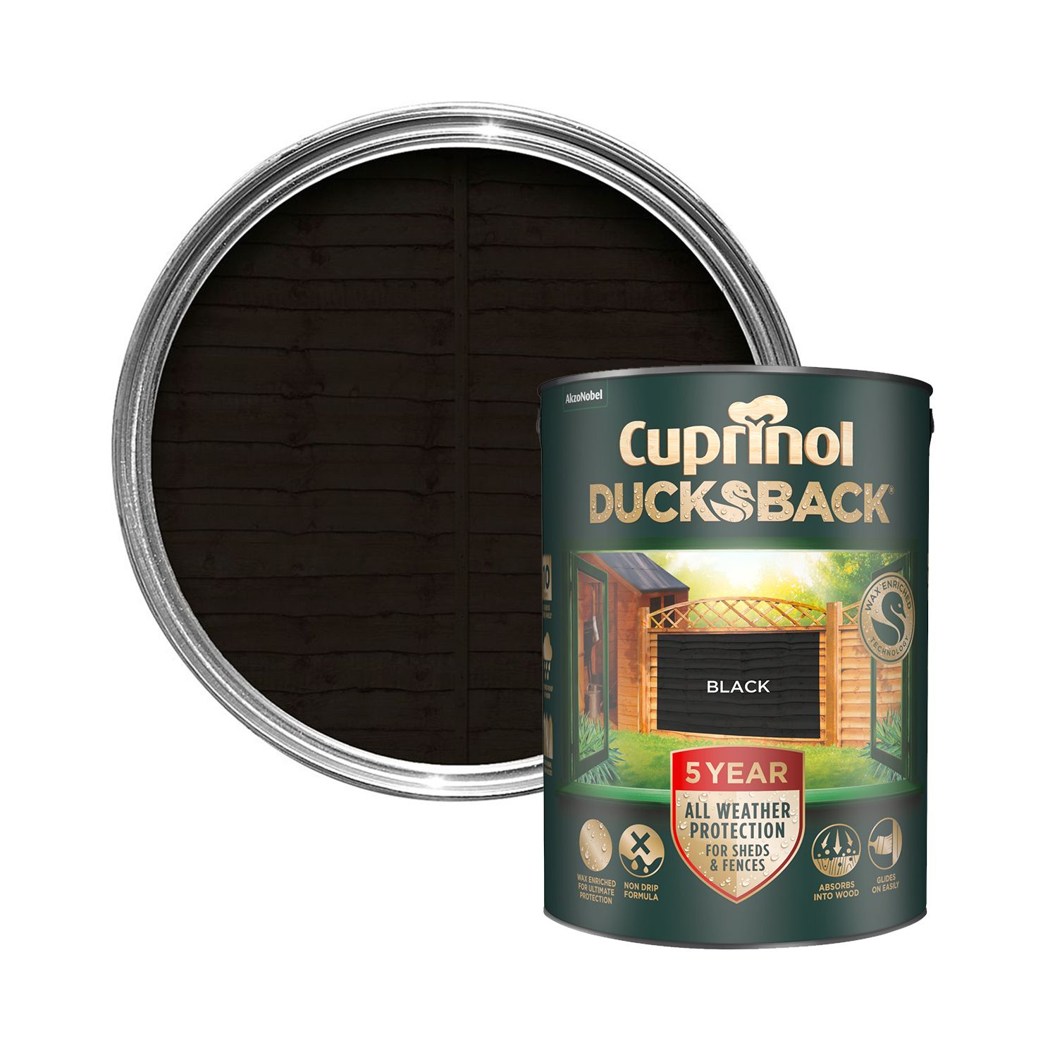 Cuprinol 5 year ducksback Black Matt Fence & shed Treatment 5L Tradepoint