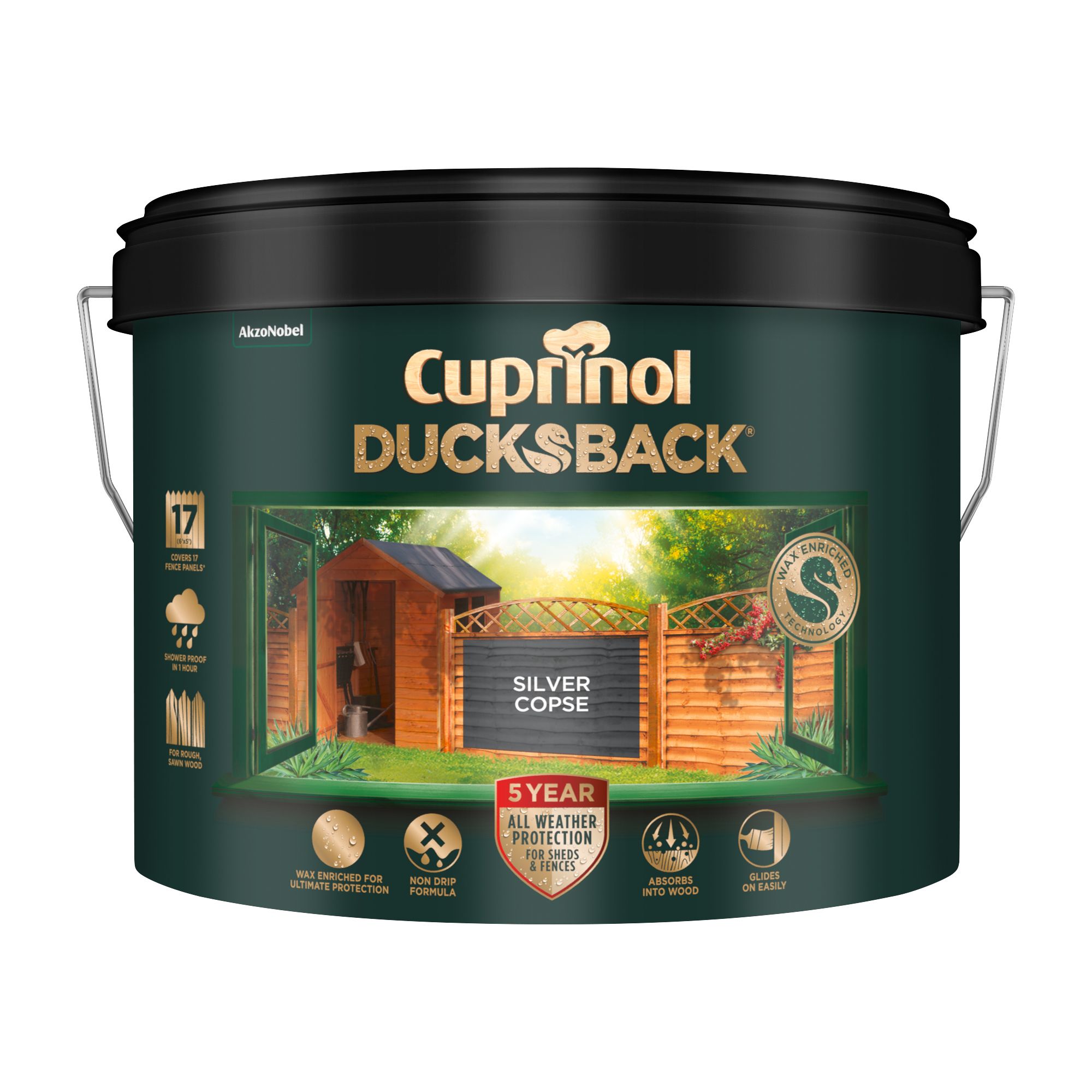 Cuprinol 5 year ducksback Silver copse Matt Exterior Wood paint, 9L