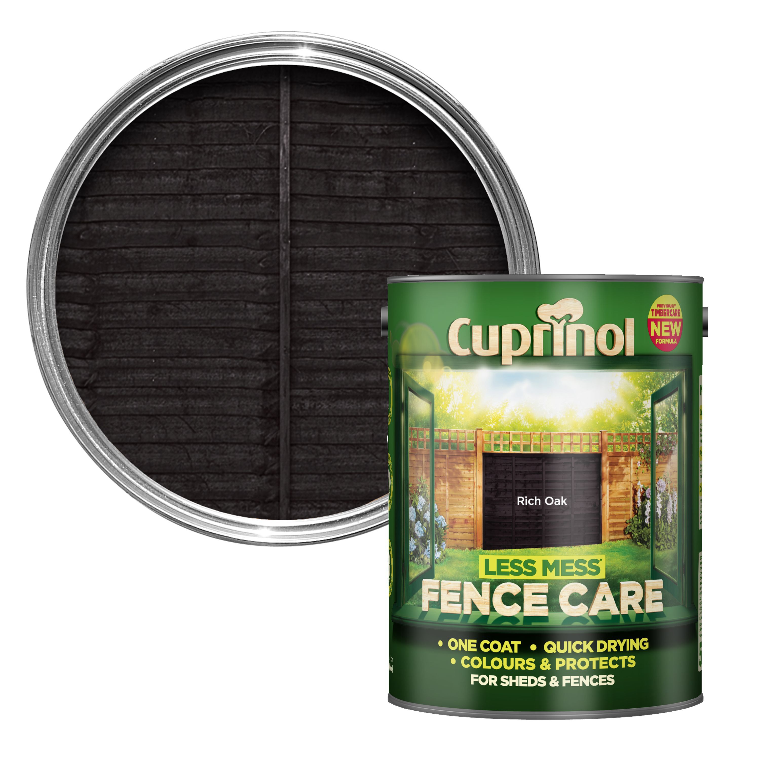 Cuprinol Less mess fence care Rich oak Matt Exterior Treatment Wood paint, 5L