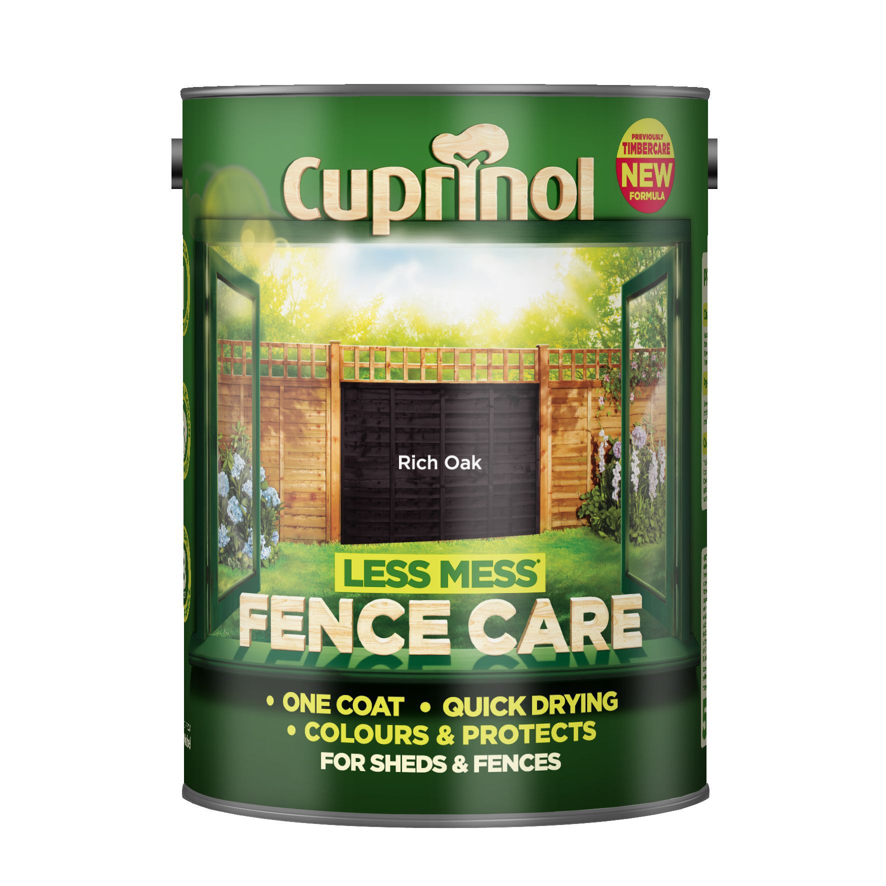 Cuprinol Less mess fence care Rich oak Matt Exterior Treatment Wood paint, 5L