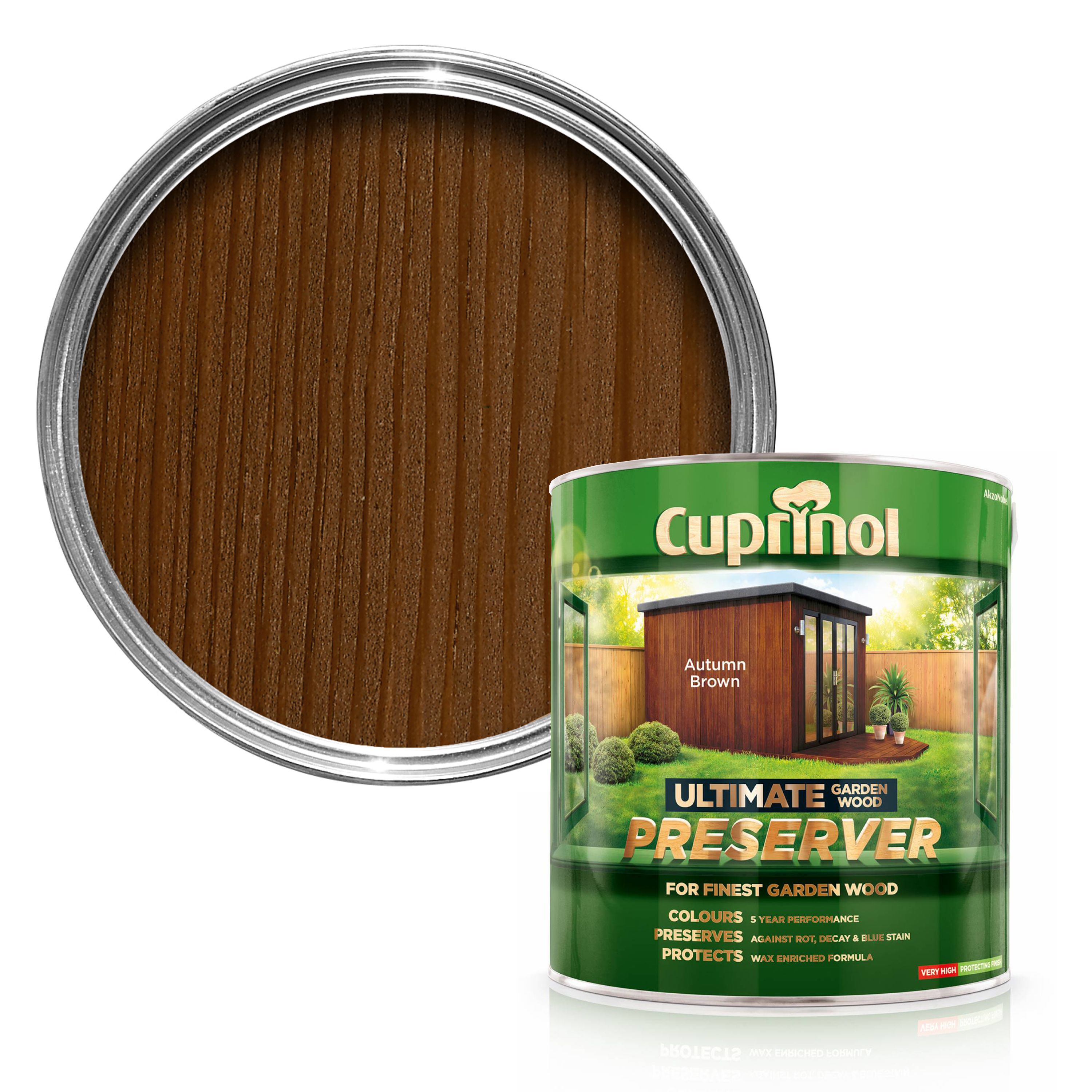 Cuprinol Ultimate Autumn brown Matt Exterior Arbours, fencing, gates, sheds & summerhouses Preserver Wood paint, 4L Tin
