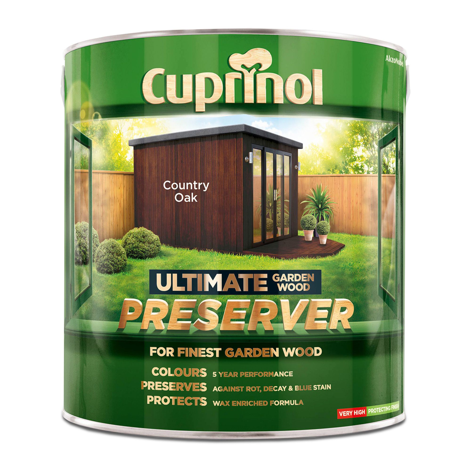 Cuprinol Ultimate Country oak Matt Exterior Arbours, fencing, gates, sheds & summerhouses Preserver Wood paint, 4L Tin