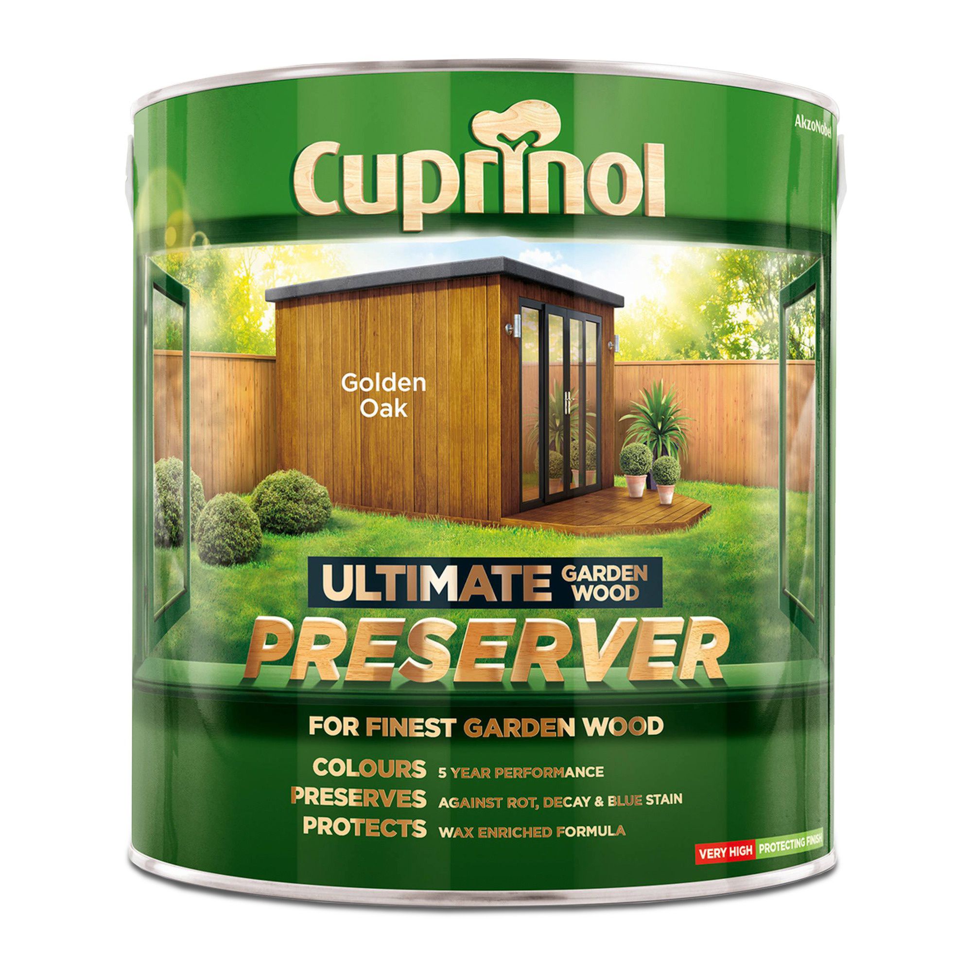 Cuprinol Ultimate Golden oak Matt Exterior Arbours, fencing, gates, sheds & summerhouses Preserver Wood paint, 4L Tin