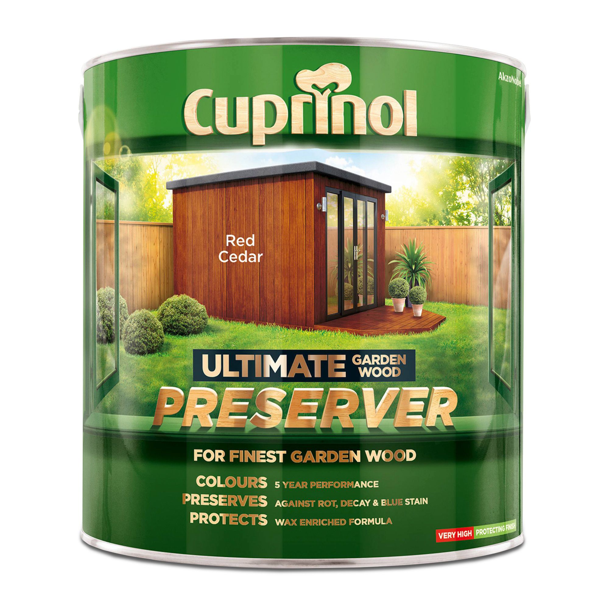 Cuprinol Ultimate Red cedar Matt Exterior Arbours, fencing, gates, sheds & summerhouses Preserver Wood paint, 4L Tin