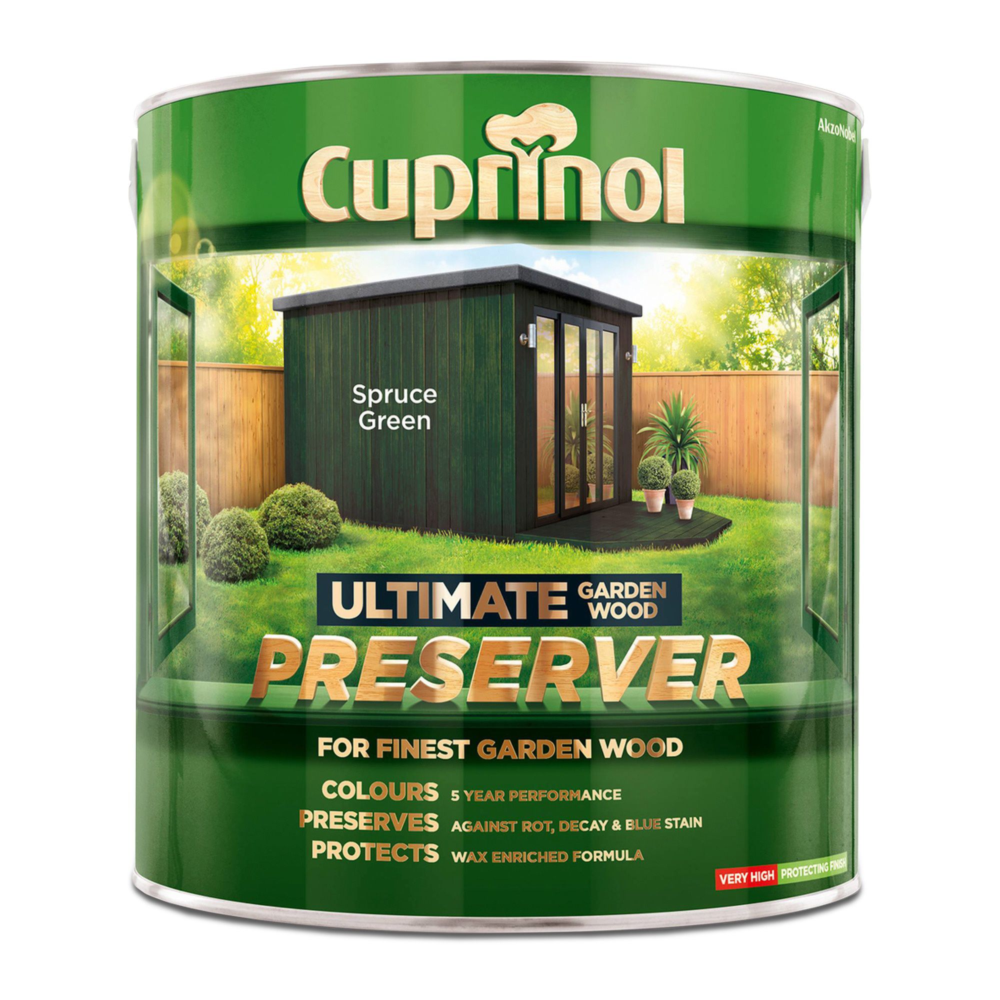 Cuprinol Ultimate Spruce green Matt Exterior Arbours, fencing, gates, sheds & summerhouses Preserver Wood paint, 4L Tin