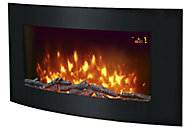 Curved glass panel Black Cast iron effect Fire
