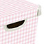 Curver Deco Box Pink & White Gingham Large Plastic Stackable Storage box & Lid