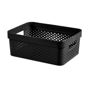 Curver Infinity Dots Black Plastic Stackable Storage basket (H)14cm (W)27cm (D)36cm