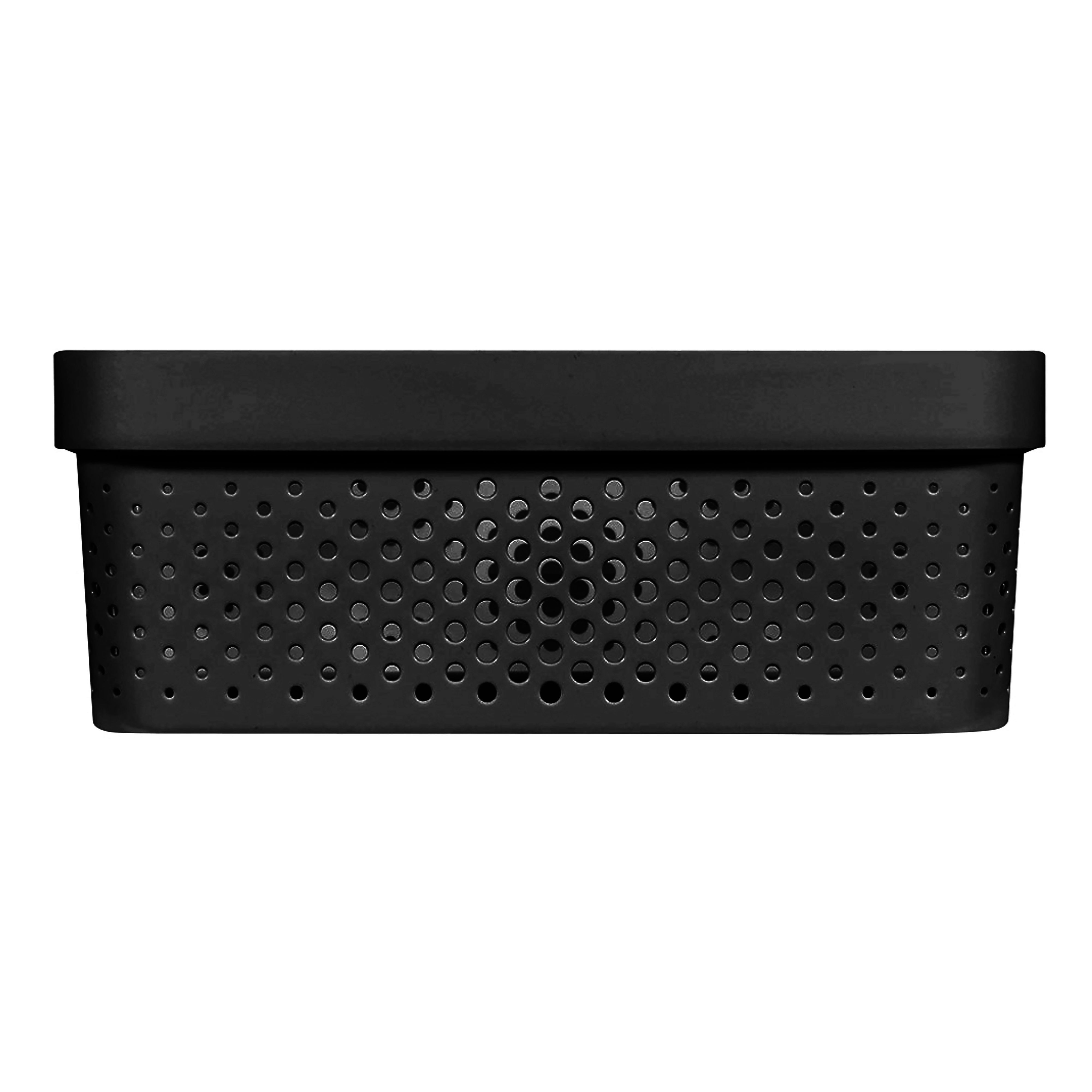 Curver Infinity Dots Black Plastic Stackable Storage basket (H)14cm (W)27cm (D)36cm