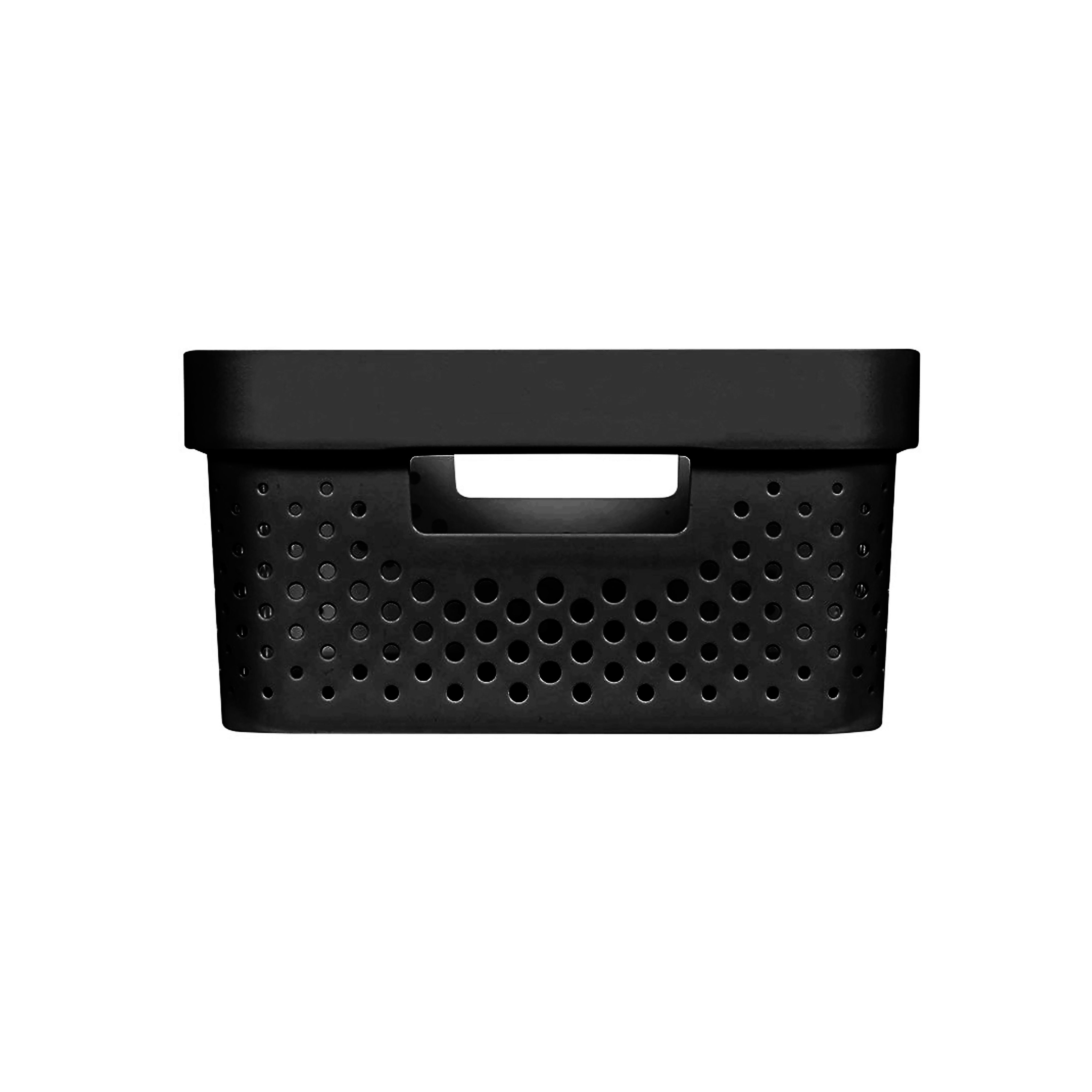 Curver Infinity Dots Black Plastic Stackable Storage basket (H)14cm (W)27cm (D)36cm