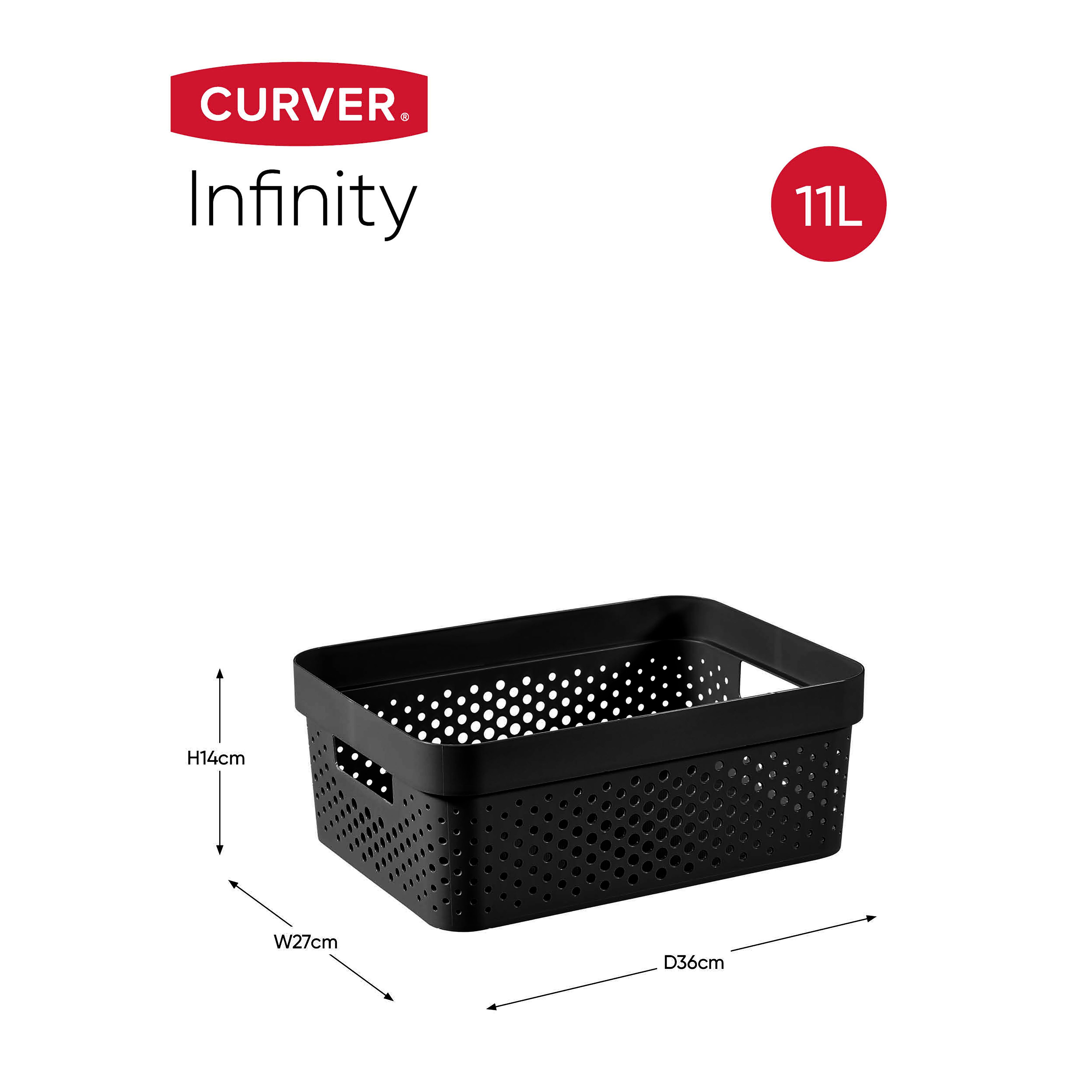 Curver Infinity Dots Black Plastic Stackable Storage basket (H)14cm (W)27cm (D)36cm