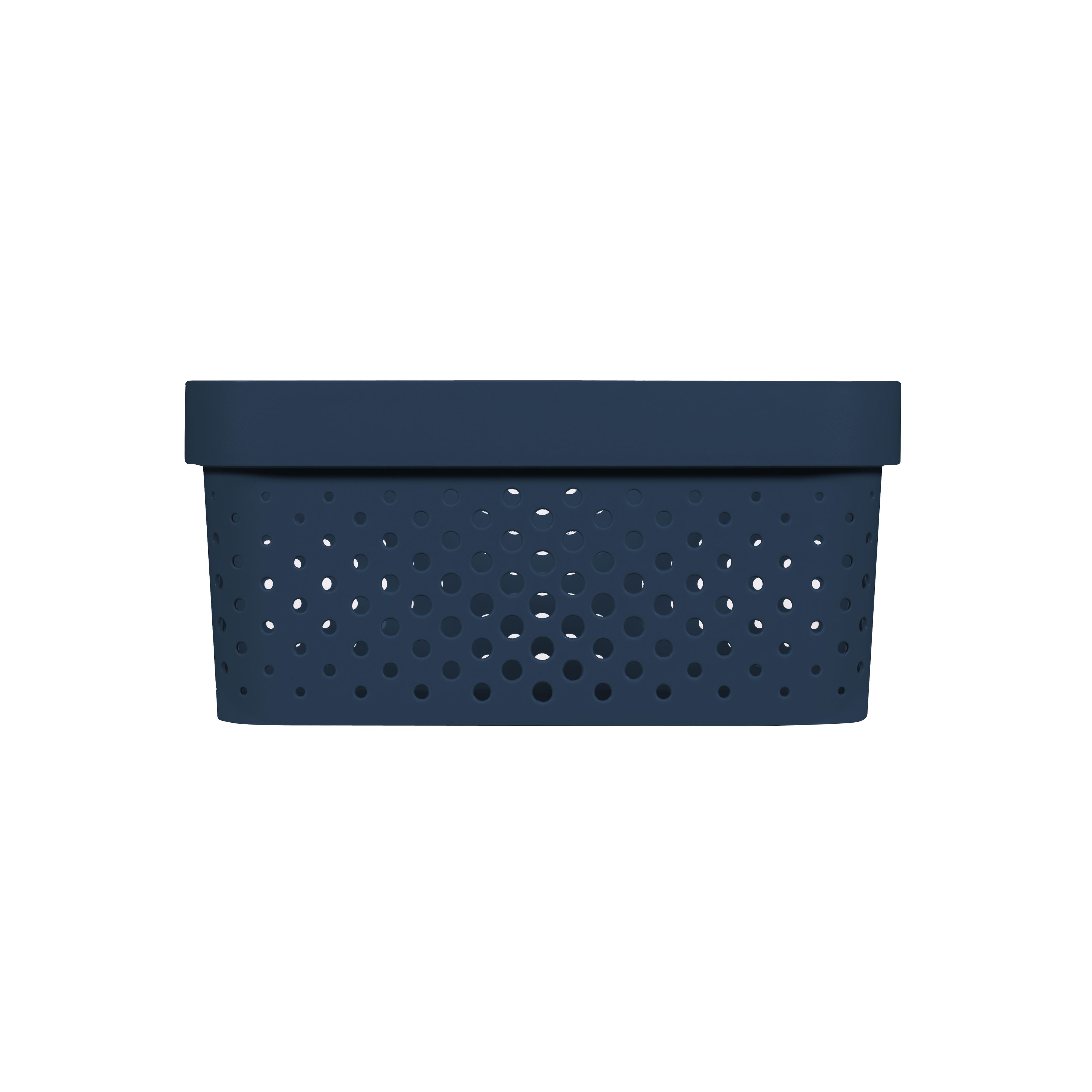 Curver Infinity Dots Blue Plastic Stackable Storage basket (H)12cm (W)26cm (D)18cm