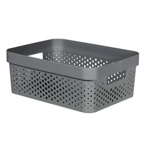 Curver Infinity Dots Matt grey Plastic Medium Stackable Storage basket (H)1.4cm (W)2.7cm (D)3.6cm