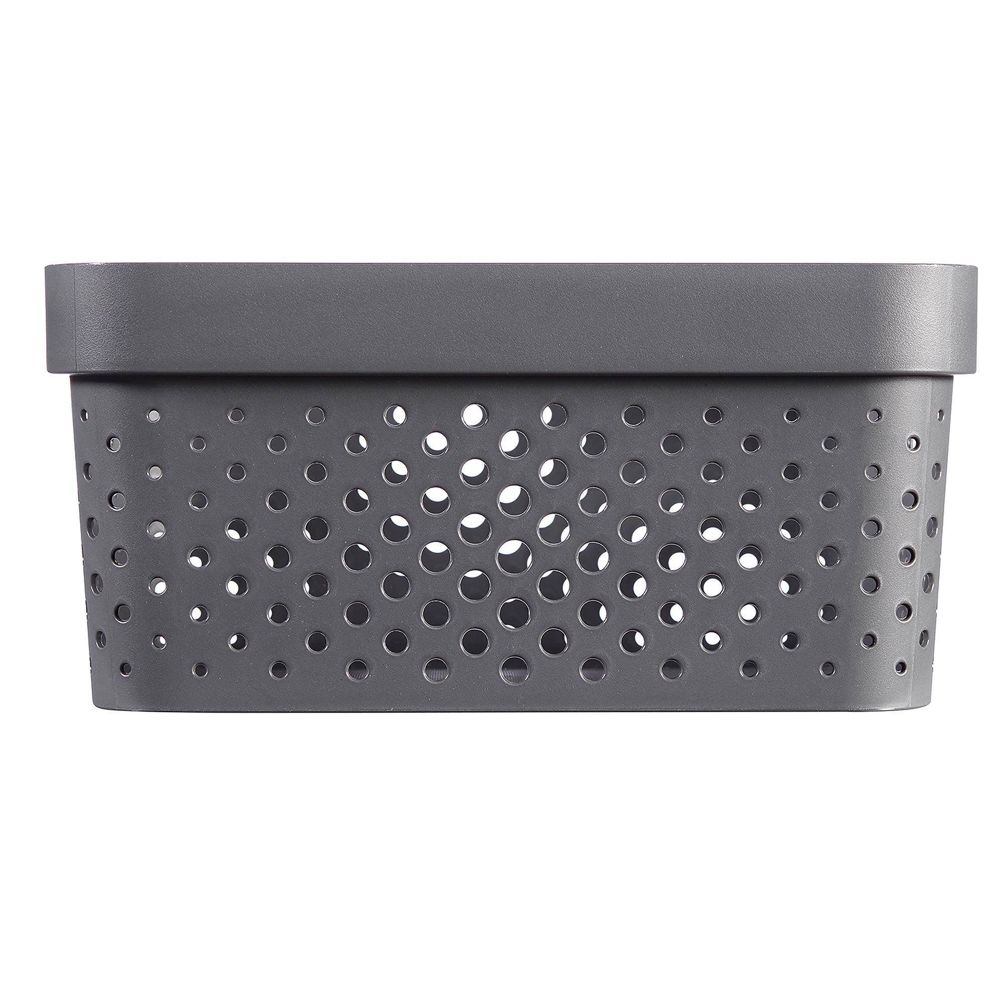 Curver Infinity Dots Matt grey Plastic Medium Stackable Storage basket (H)1.4cm (W)2.7cm (D)3.6cm