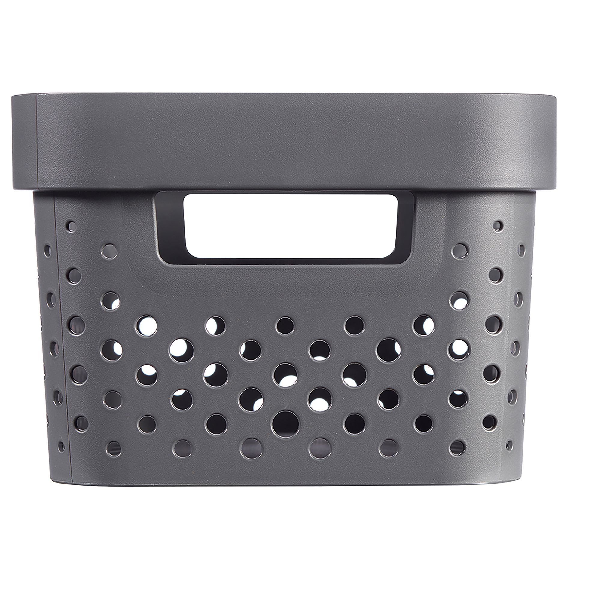 Curver Infinity Dots Matt grey Plastic Medium Stackable Storage basket (H)1.4cm (W)2.7cm (D)3.6cm