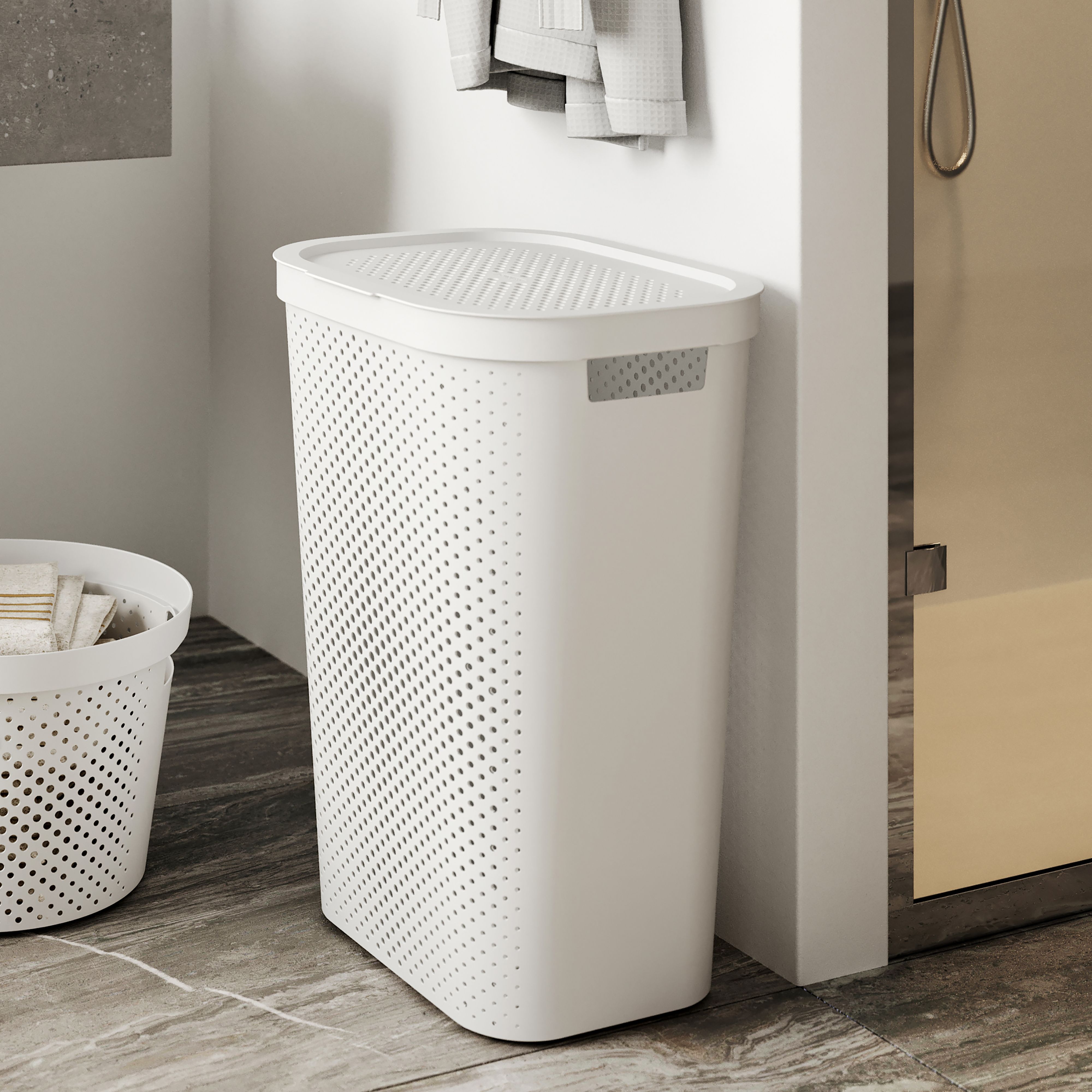 Curver Infinity White Plastic Large Laundry hamper, 60L