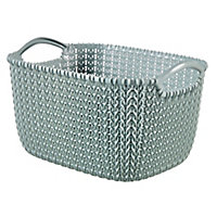 Curver Knit collection Misty blue Plastic Storage basket (H)14cm (W)25cm