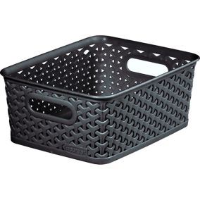 Curver My Style Dark grey Plastic Stackable Storage basket (H)10cm (W)25cm (D)20cm