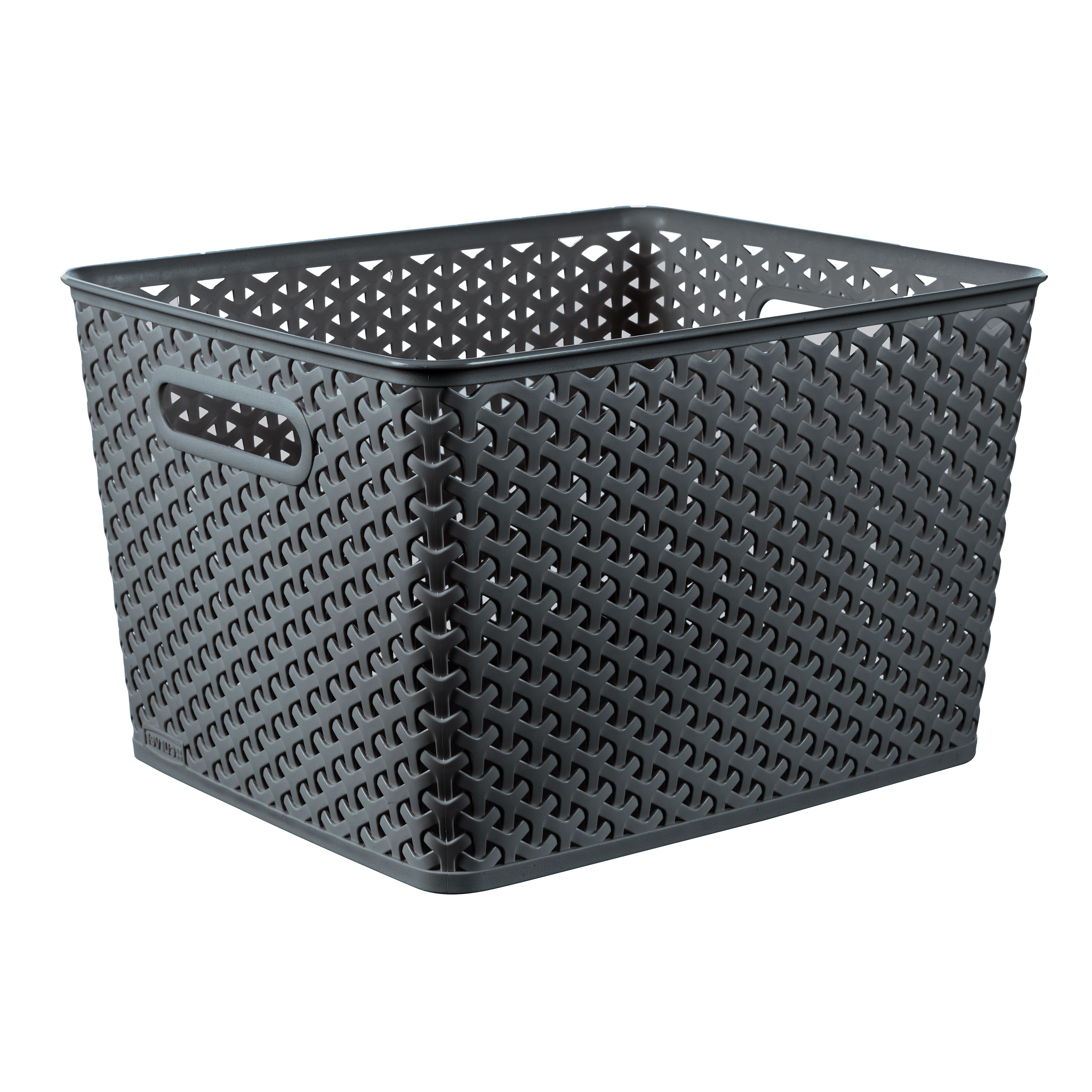 Curver Jute Large Grey Plastic Storage Basket 