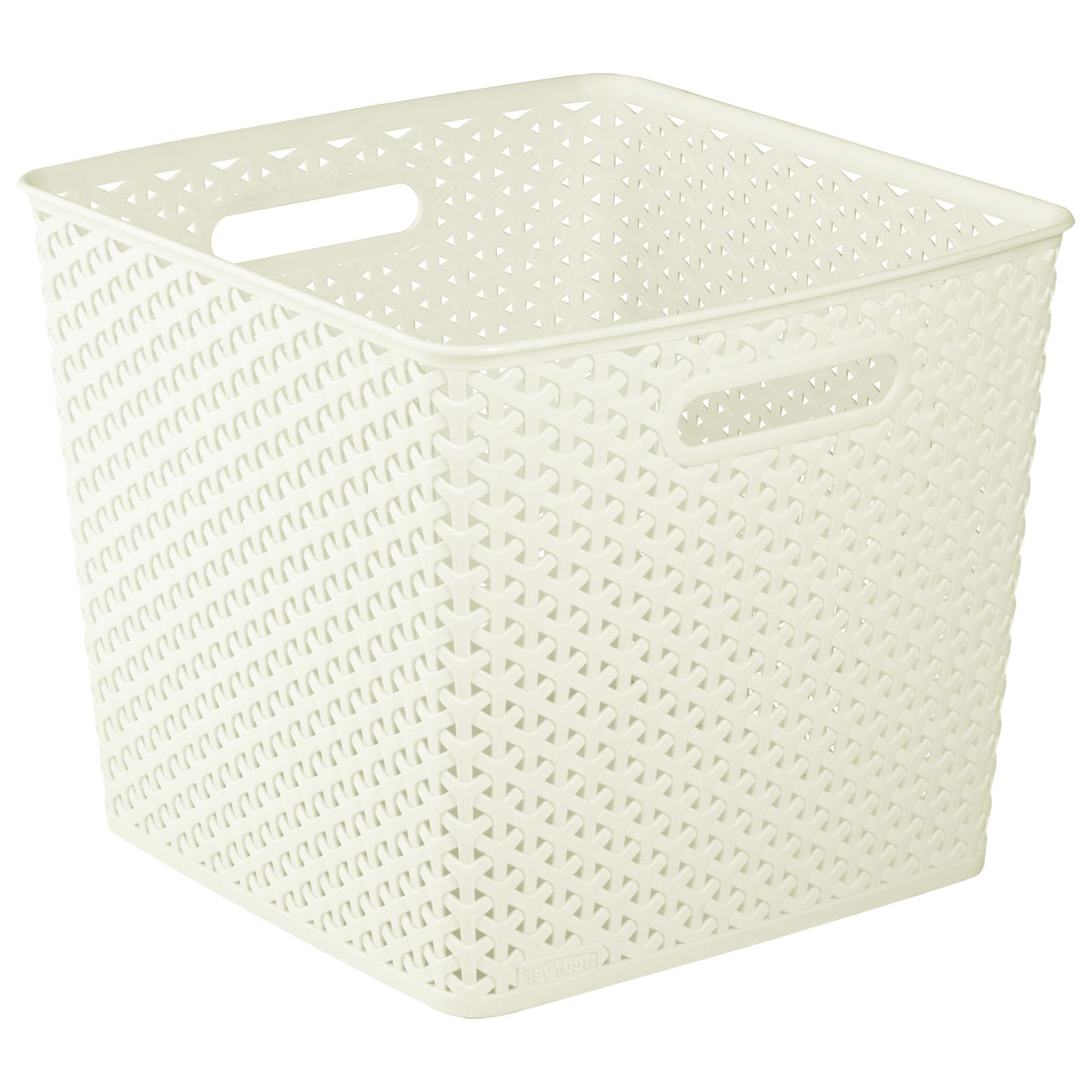 White plastic shop storage baskets