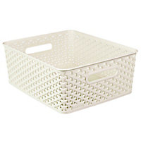 Curver My style White rattan effect Plastic Nestable Storage basket (H)13cm (W)30cm