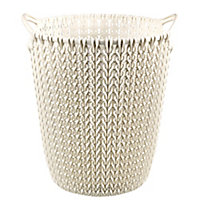 Curver Oasis white Knit effect Plastic Circular Kitchen Bin, 7L